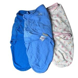 SwaddleMe Swaddling Wrap Sleep Sack Bundle 2 Blue 1 Owl Print SM MD